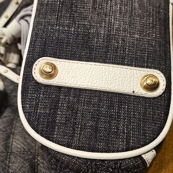 Sharif Quilted Black Denim Fabric & Braided Leather Straps Shoulder Bag NWOT - Picture 9 of 15